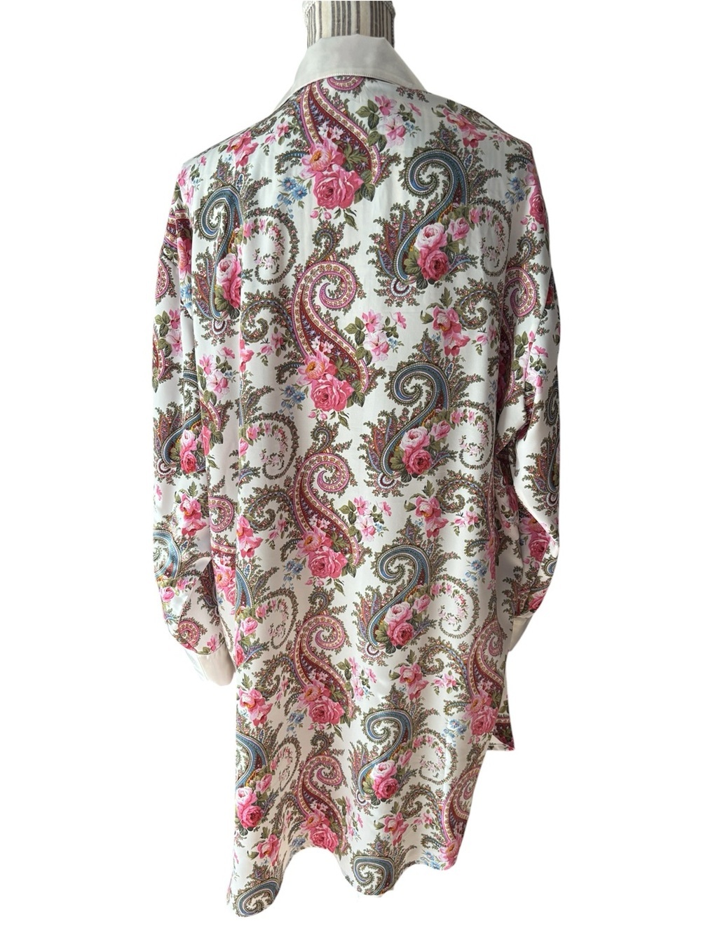 VTG Gold Label Victoria's Secret Double Breasted Satiny Robe Size L Rose/Paisley - Picture 4 of 6